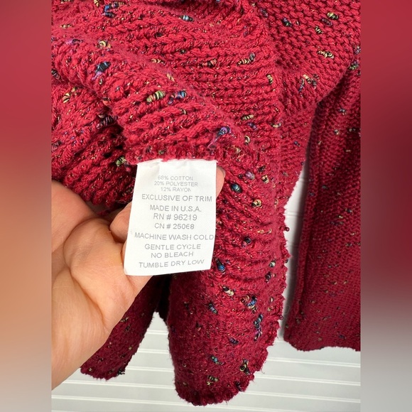 Willow women’s red colorful chunky knit button up sweater. Size M. - Picture 5 of 5